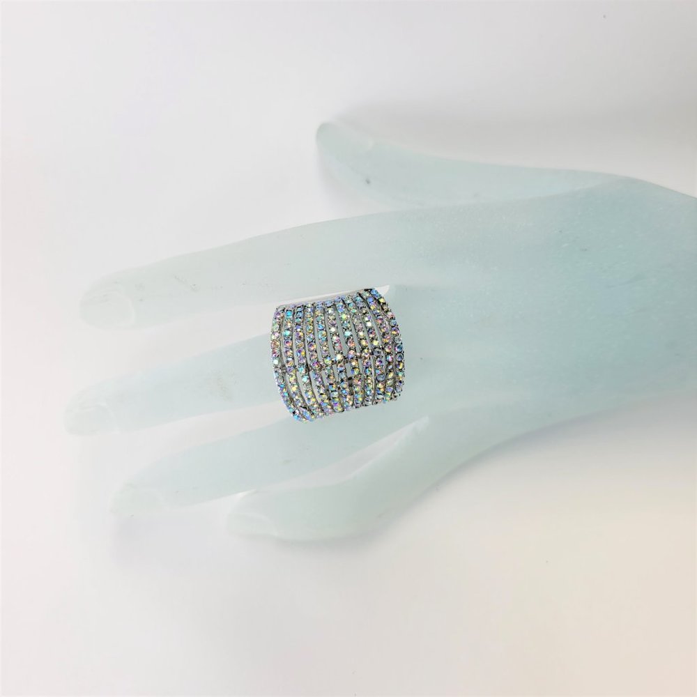 Glitter Bling Statement Ring Crystal Stretch Band… - image 4